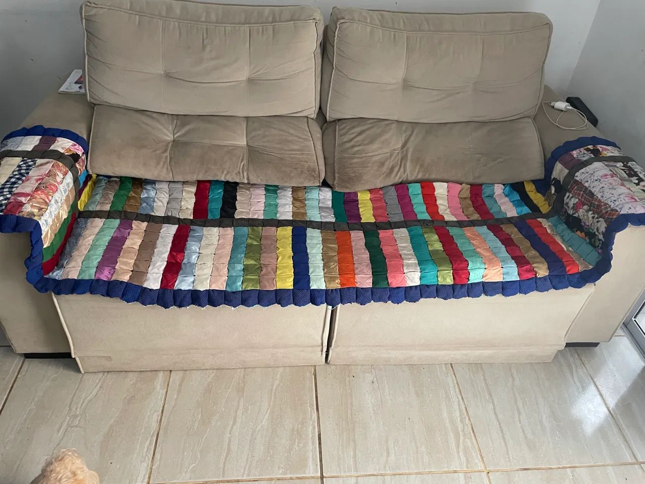 Manta para sofá + centro de mesa feito à mão 