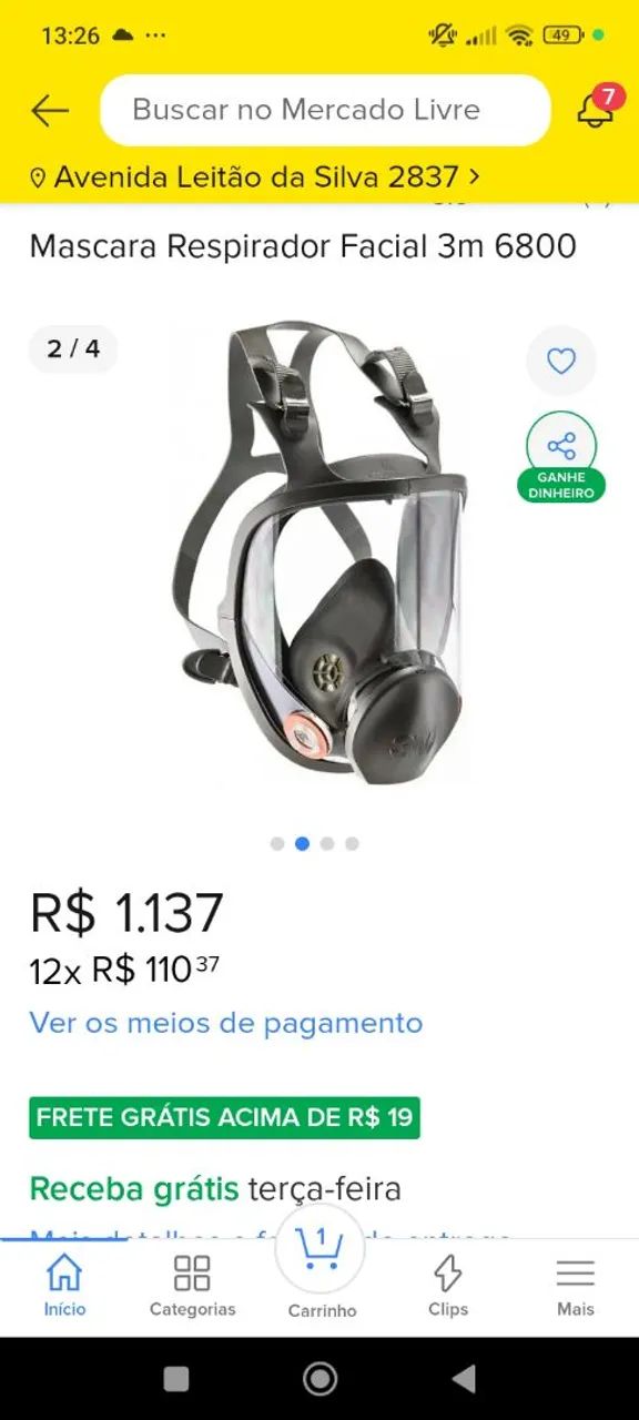 Máscara facial 3M zerada