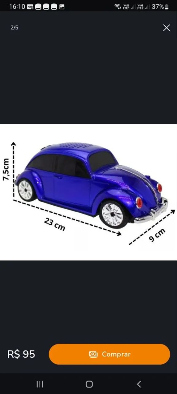 Caixa de som Bluetooth formato de Fusca ou Kombi - Foto 4