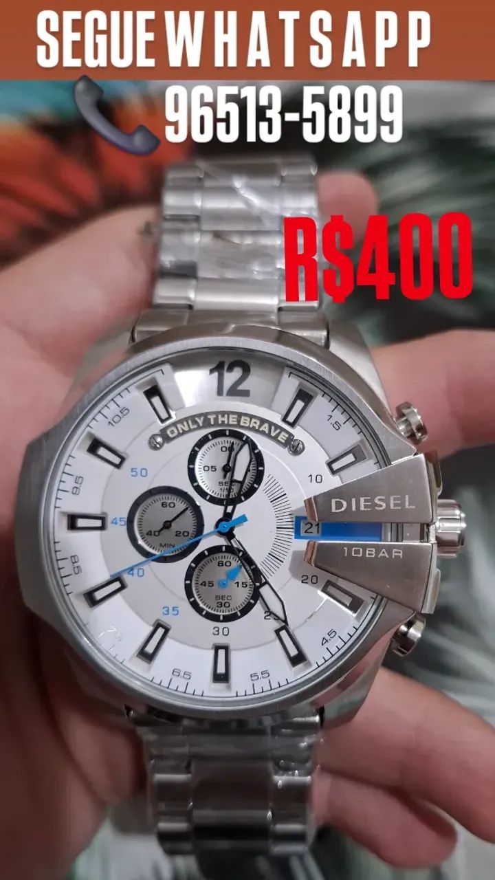 Relógio DIESEL 10 BAR MULTIFUNCIONAL PRATA MOSTRADOR BRANCO - Foto 2