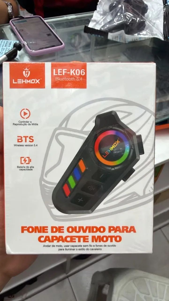 ? Fone para Capacete LEF-GT8 Bluetooth 5.4
