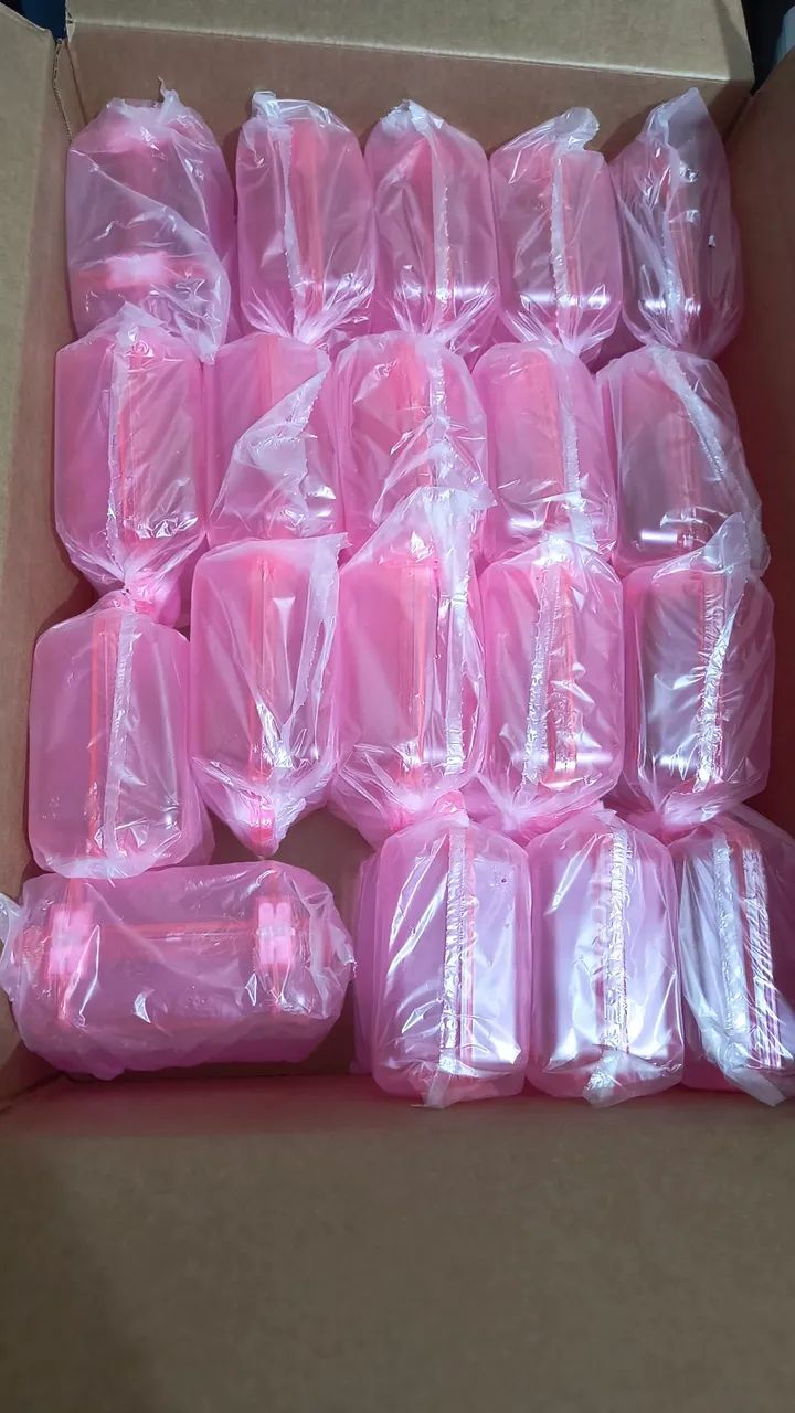 20 Maletinhas de acrílico rosa 13x13 