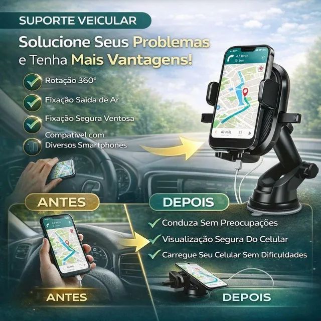 Suporte Veicular IMS-343 com Ampla Compatibilidade e Fixação Segura para Celular - Foto 3