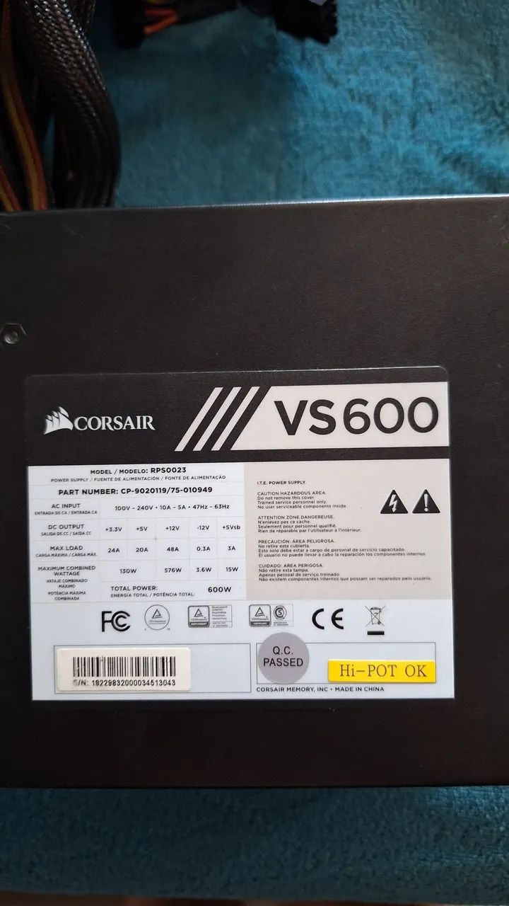 Fonte corsair vs600 - Foto 3