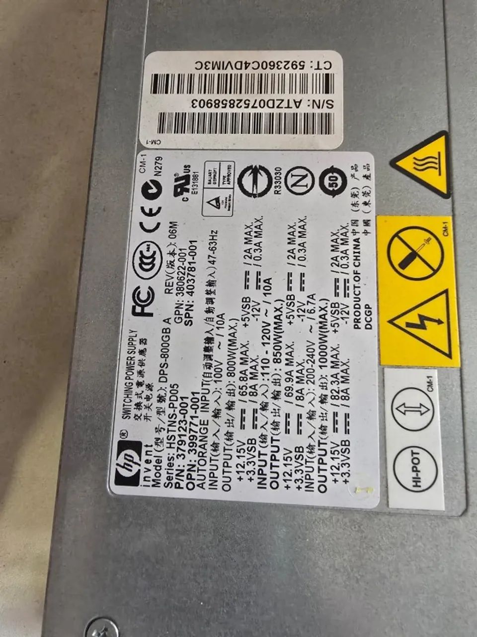 Fonte Alimentação Servidor Hp Dps-800gb A 1000w - Foto 2
