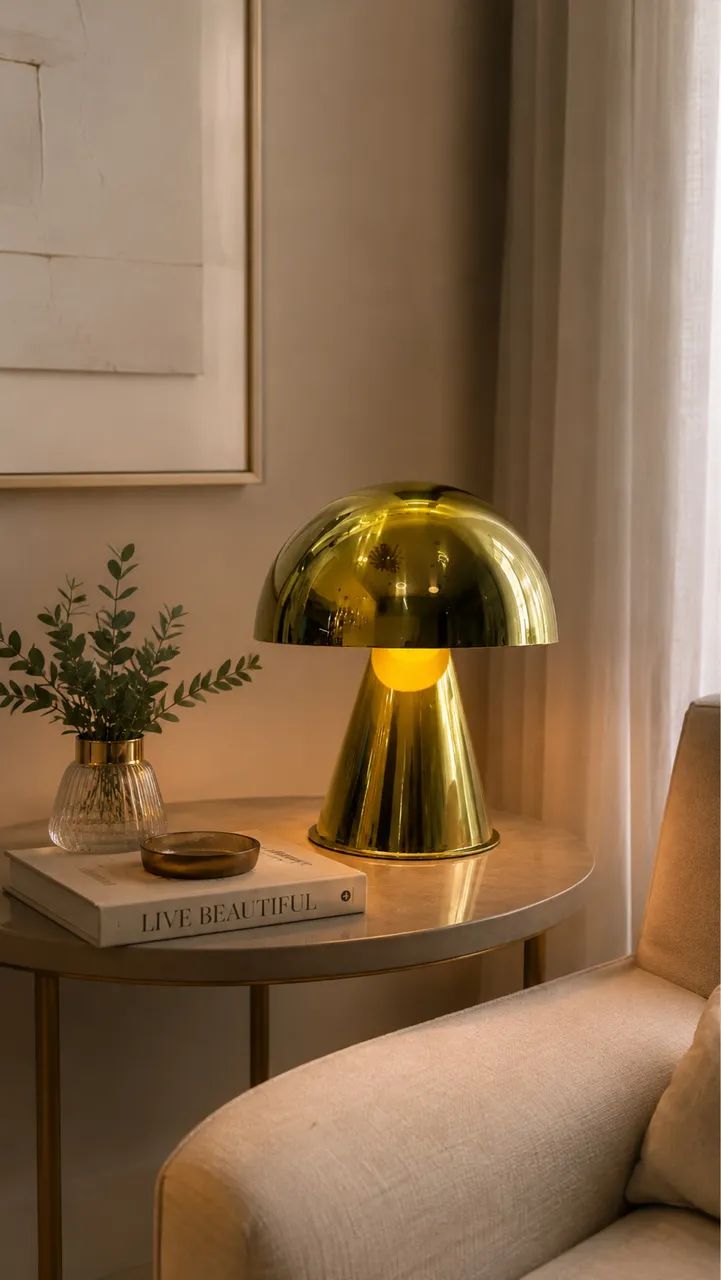 Abajur cogumelo dourado  - Foto 3