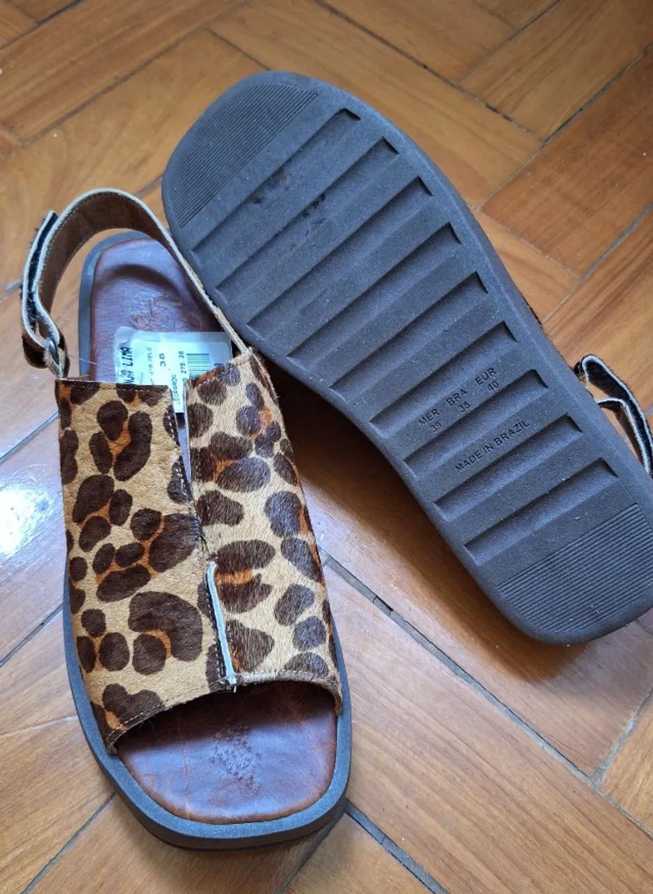 Sandália flatform de couro legítimo Laranja Lima - Foto 3
