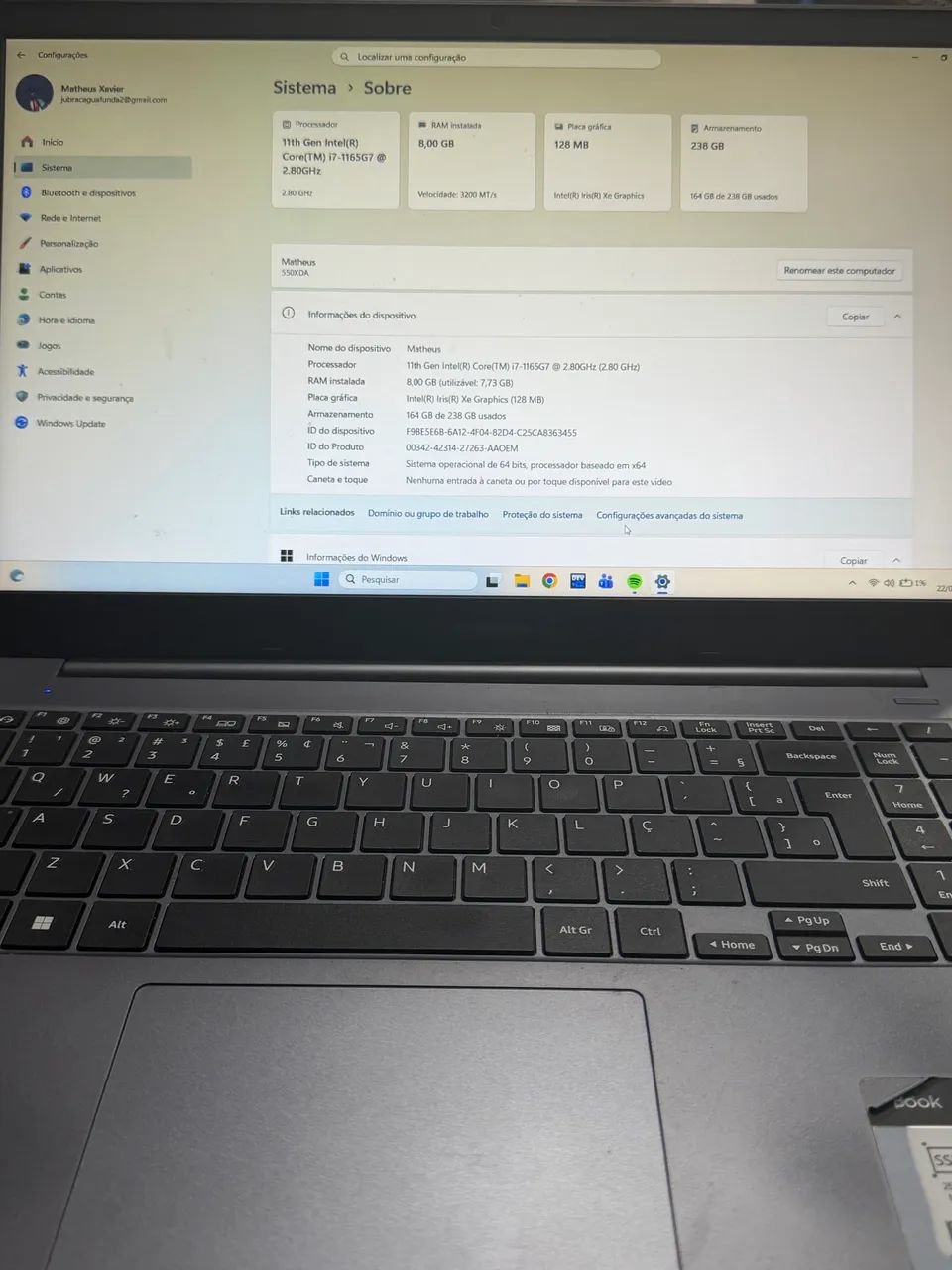 Notebook Samsung Book i7 11ª Geração | 8GB RAM | SSD 256GB - Foto 4