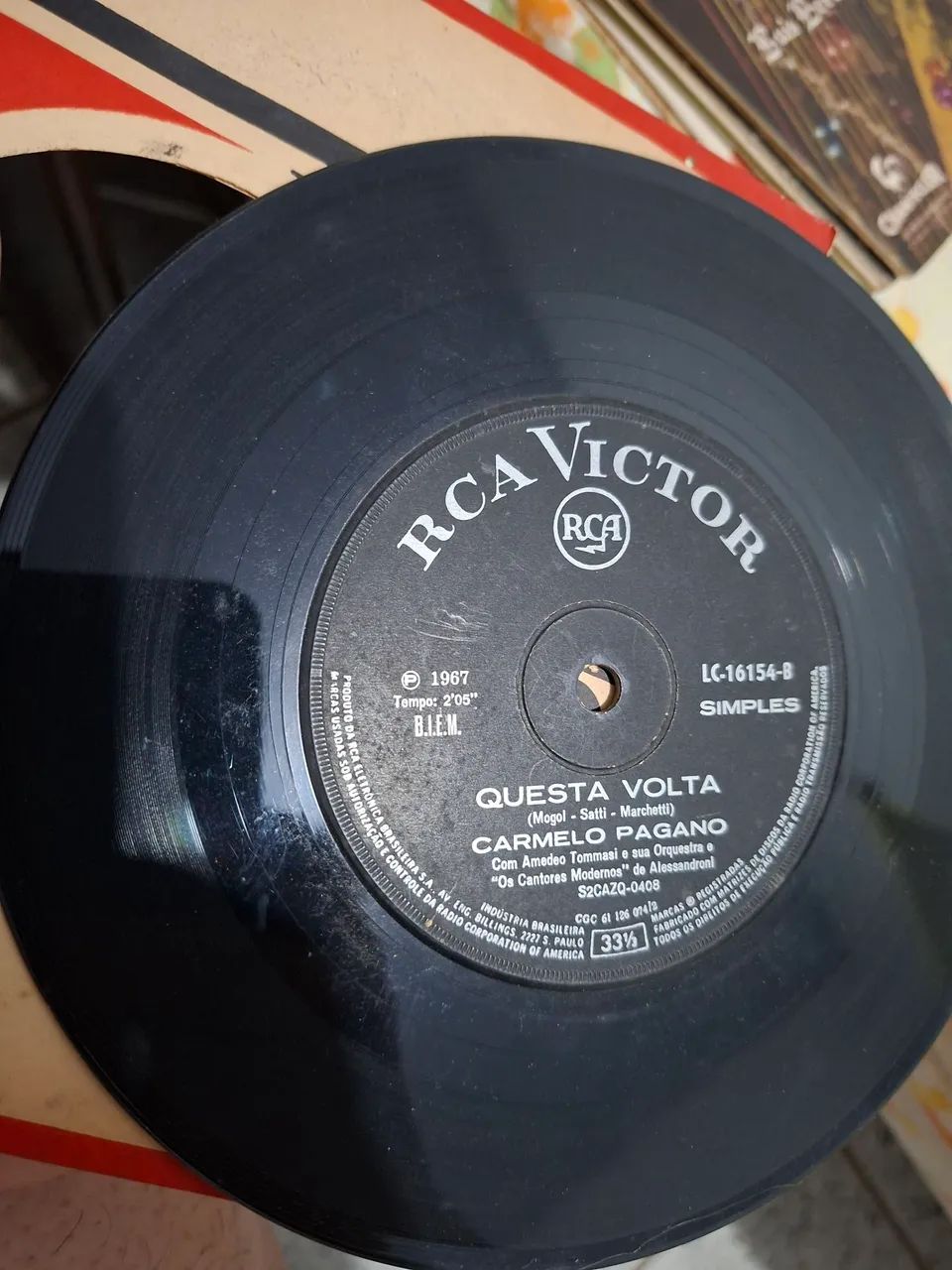 Carmelo Pagano - Compacto 7"  Questão Volta/L'amore Se Ne Va  - Foto 3