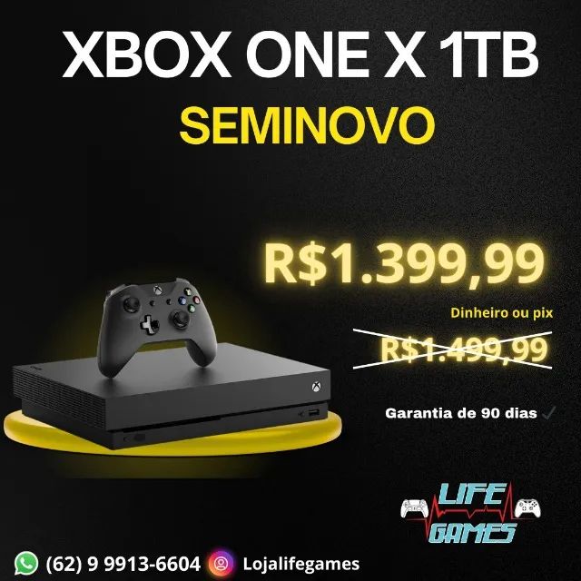Xbox One X 1TB seminovo c/ garantia, loja física 