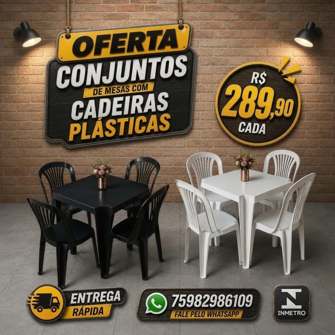 Conjuntos de mesas - Kits com 4 cadeiras plásticas 
