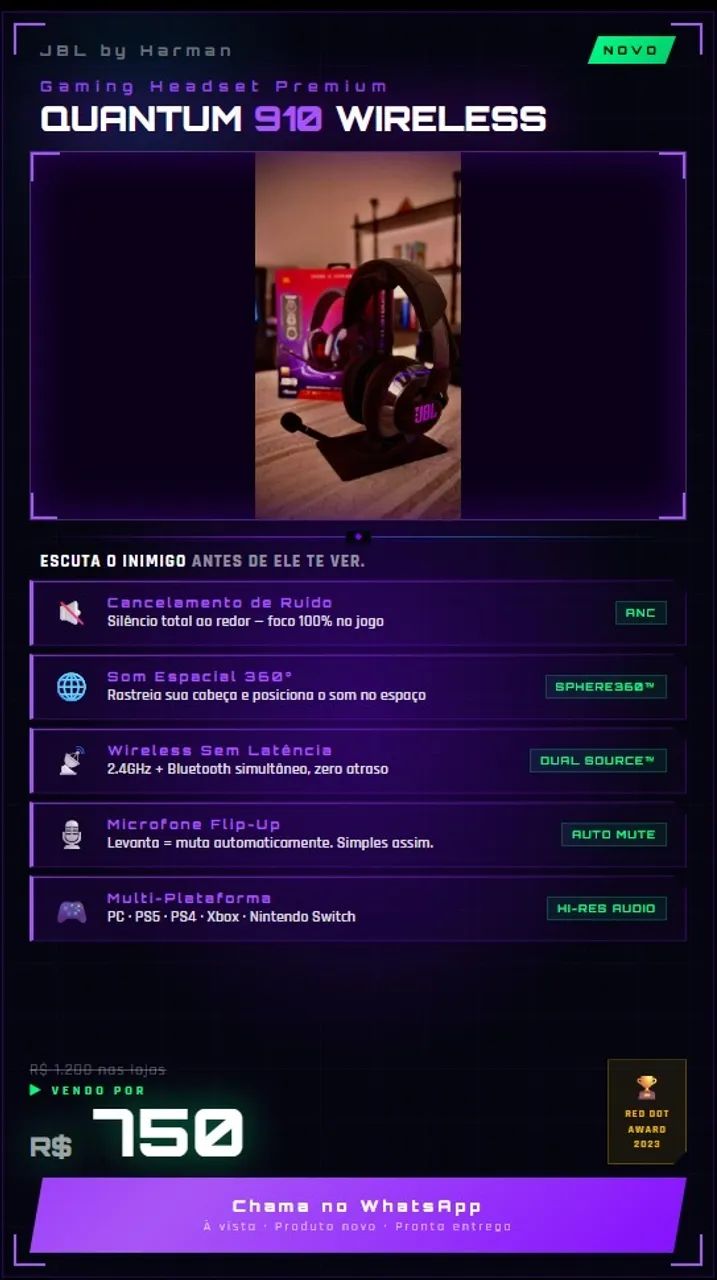 Headset Gamer JBL QUANTUM 910 - Foto 4