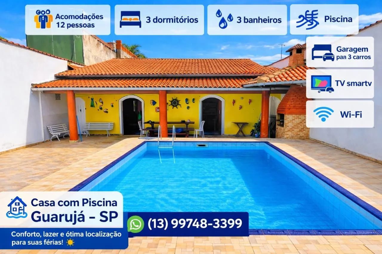 Casa no Guarujá praia da enseada para temporada 