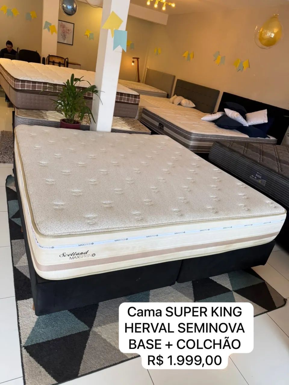 Cama KING HERVAL COM COLCHÃO KING SEMINOVO - Entrega grátis! 