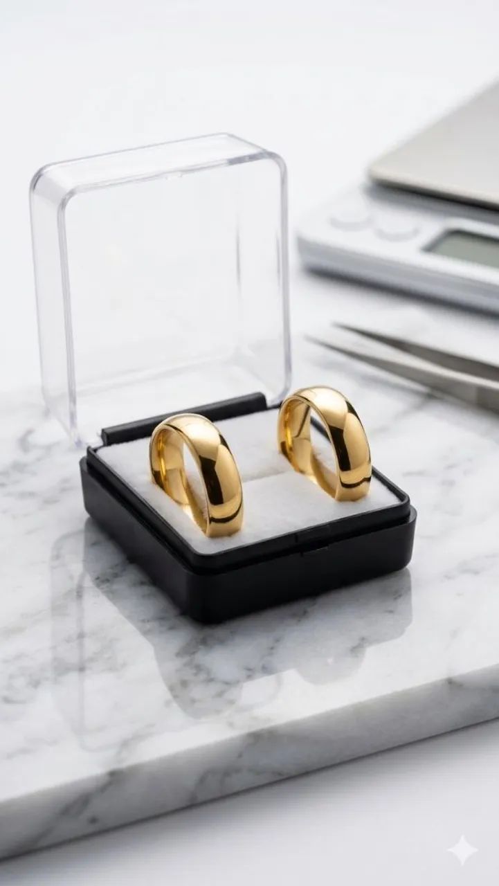 Par de Alianças Folheada a Ouro 18k<br>