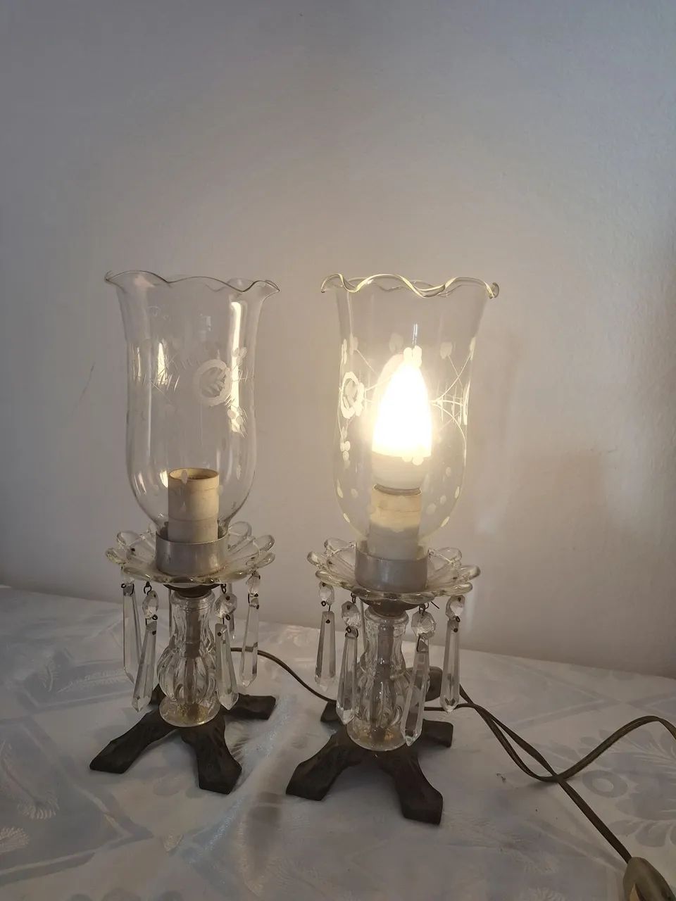 Abajur com bronze e cristal antiguidade  - Foto 3
