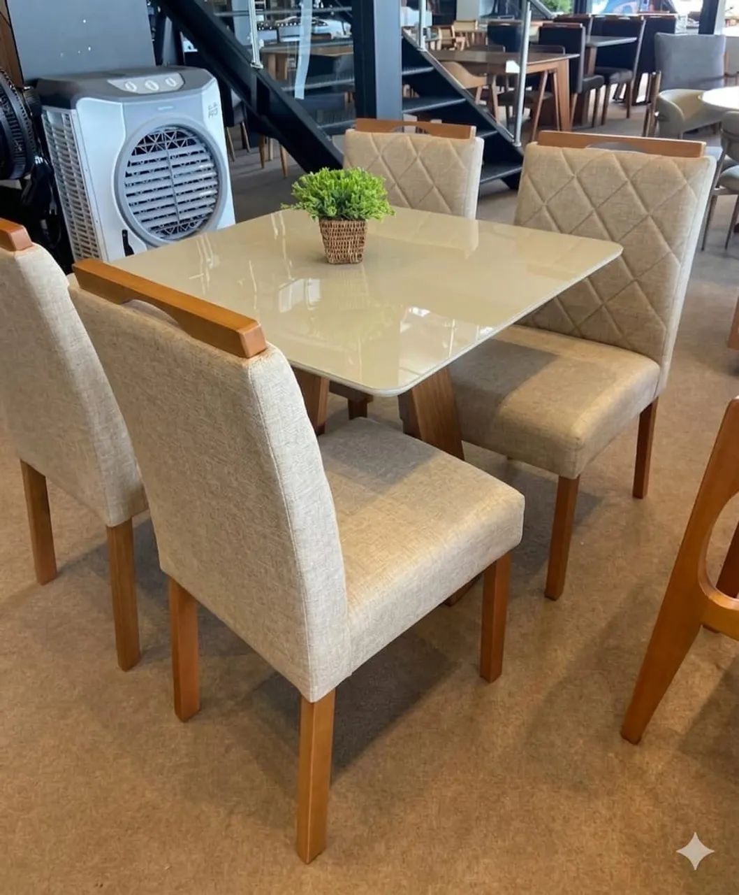 ? _*CONJUNTO DE MESA CELESTE 4 LUGARES VELUDO ou LINHO* ?  - Foto 4