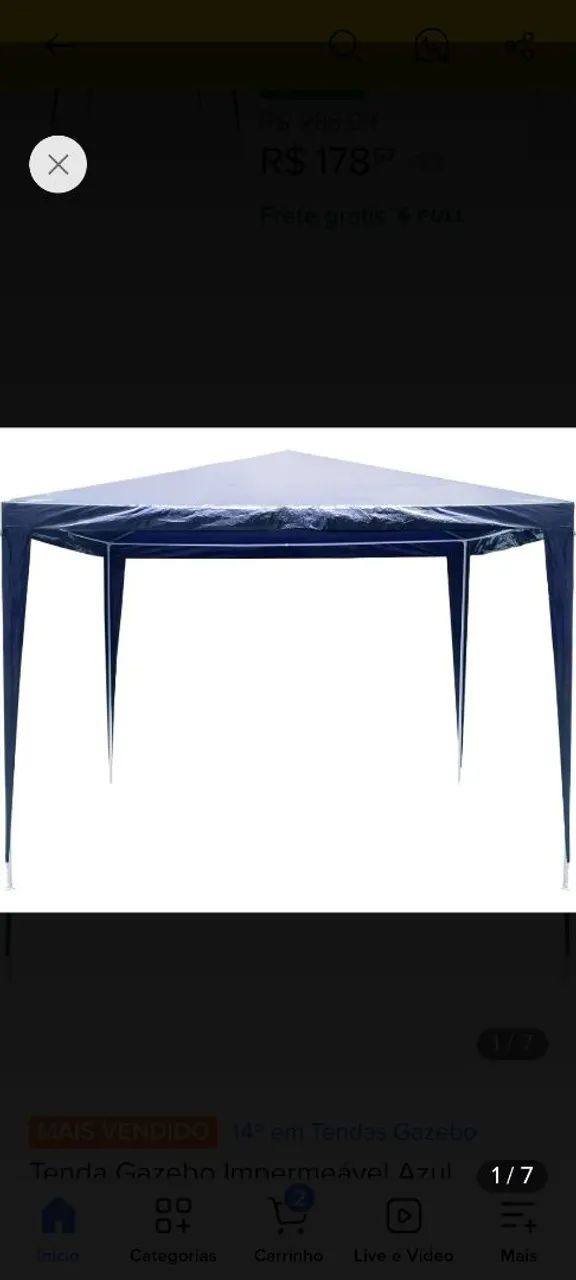 Tenda/ Gazebo impermeável azul - Foto 2