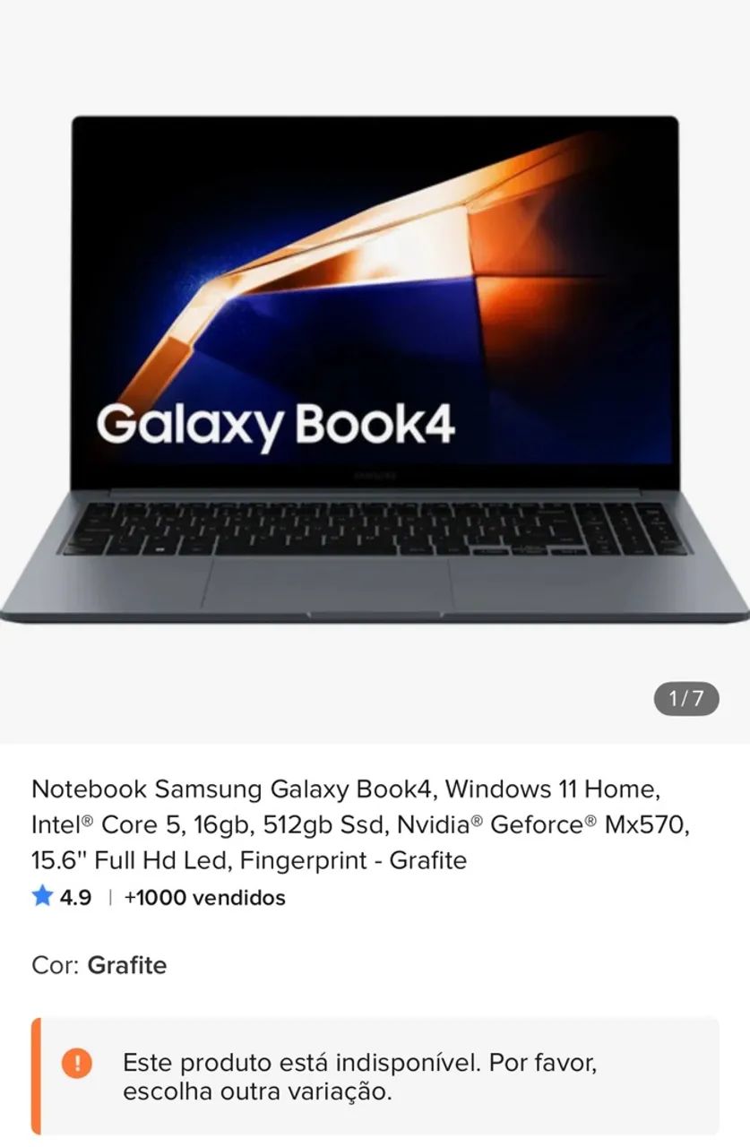Notebook Samsung BOOK 4