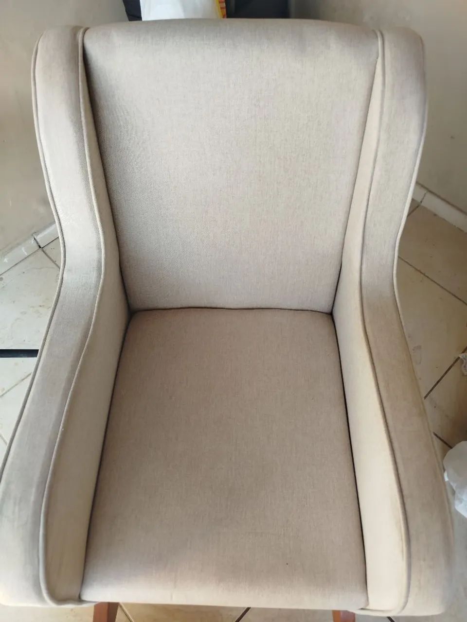 Poltrona Amamentação C/ Balanço Descanso  com Puff Linho Bege - Foto 4