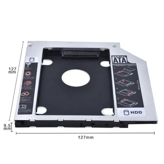 Adaptador Caddy 2º Hd Ssd Dvd Notebook 12,7mm 9,5mm Universal - Foto 3