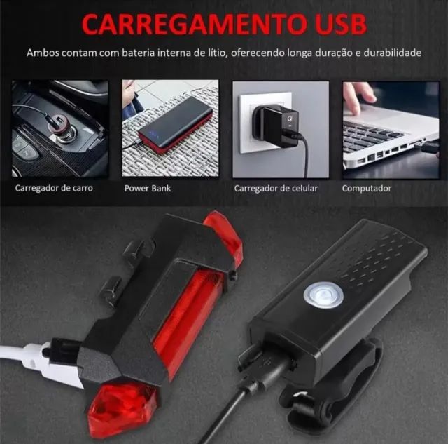 Kit lanterna e pisca para bicicleta - Foto 3