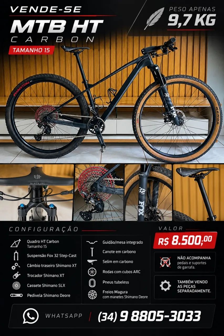 Bicicleta Carbono MTB tamanho 15 - Foto 2
