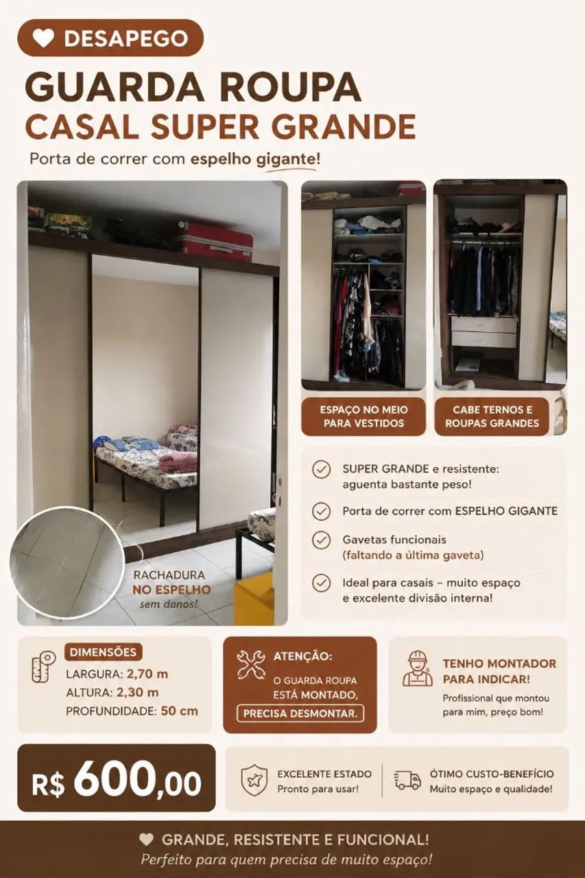 Roupeiro grande e resistente