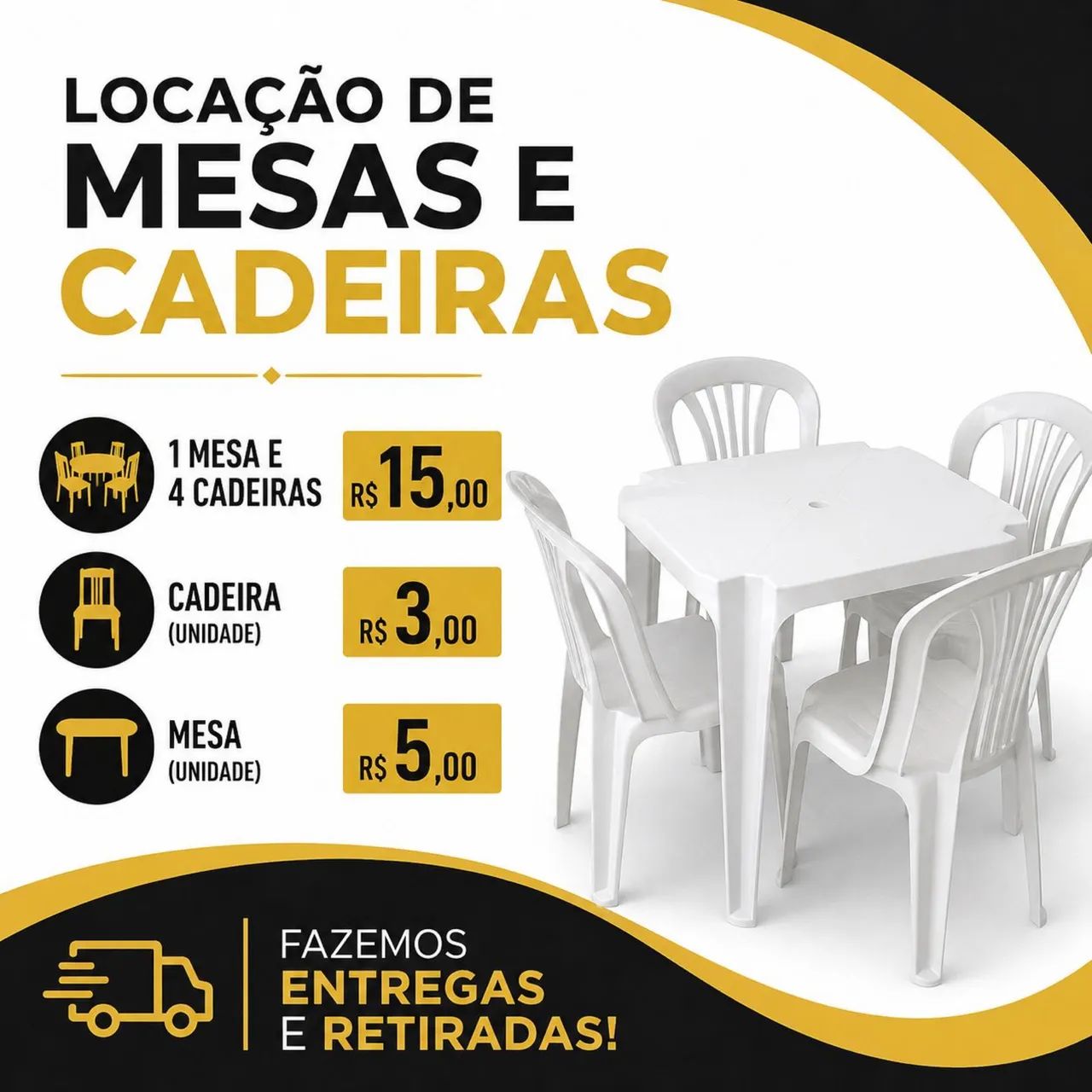 LOCAÇÃO DE MESAS E CADEIRAS