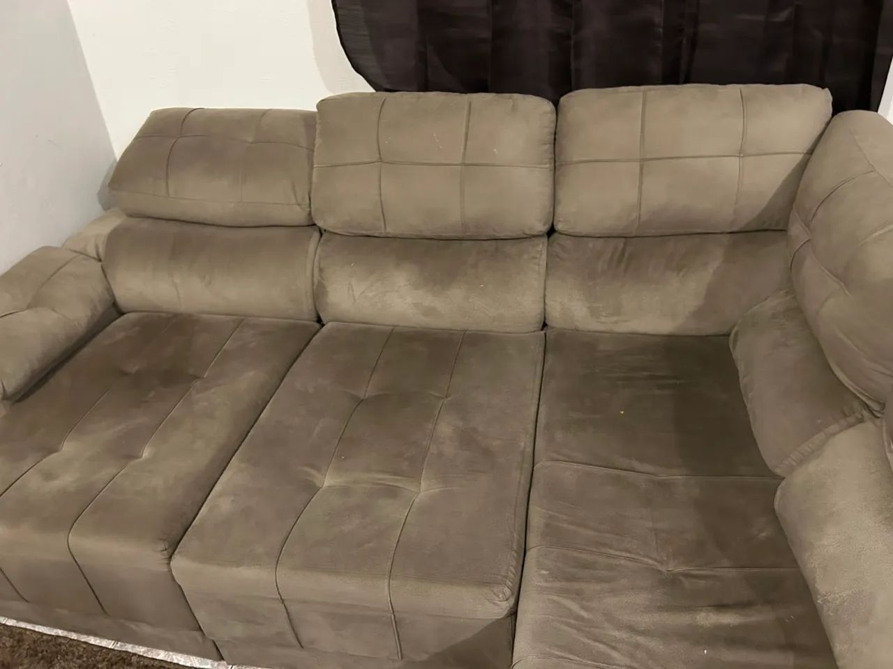 Sofá de Canto 3 Lugares Retrátil e Reclinável Firenze Suede Capuccino