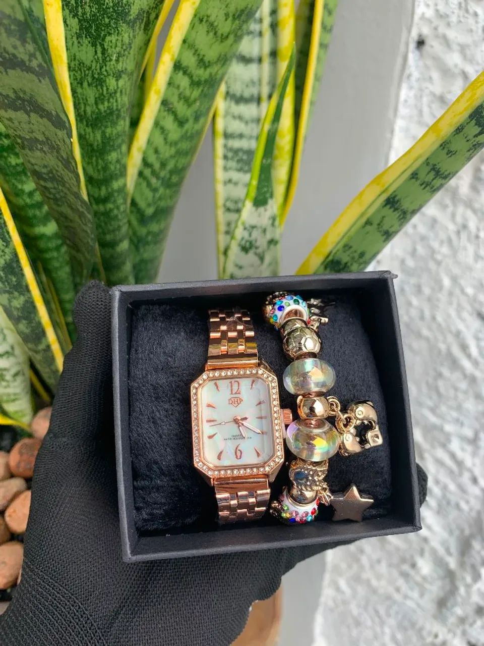 Kit relógio feminino + pulseira + caixa - Foto 5