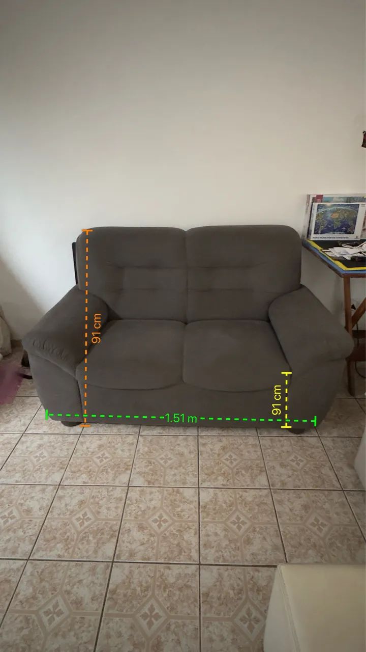 SOFÁ 2 LUGARES EM TECIDO SUEDE - Foto 3