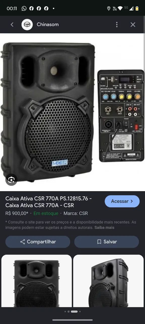 Caixa de som amplificada ativa crs
