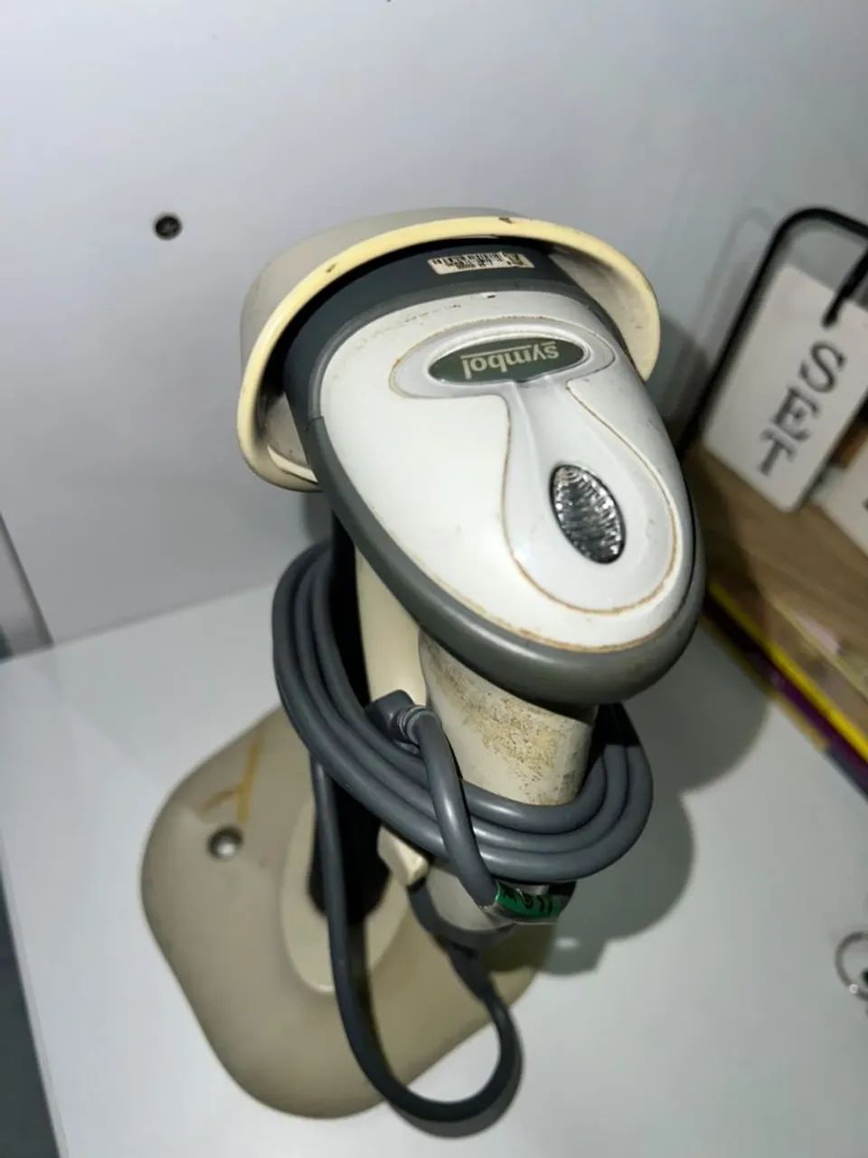 Leitor de códio de barra de mão (simbal) com suporte