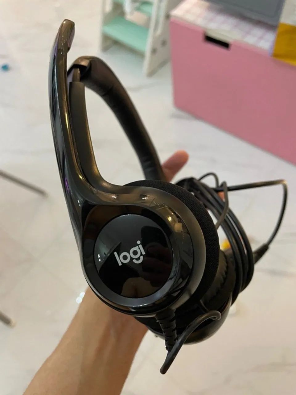 Headset com fio USB Logitech H390 Preto Seminovo - Foto 5