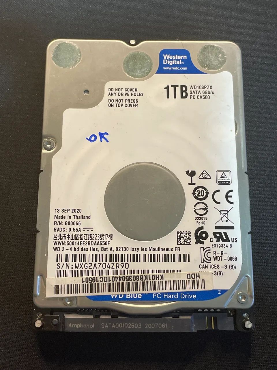 HD 1TB WD blue funcionando perfeitamente