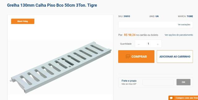 Grelha de piso canaleta tigre Usada ralo