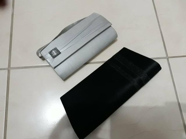 Bolsas carteira modelo festa cores prata e preto