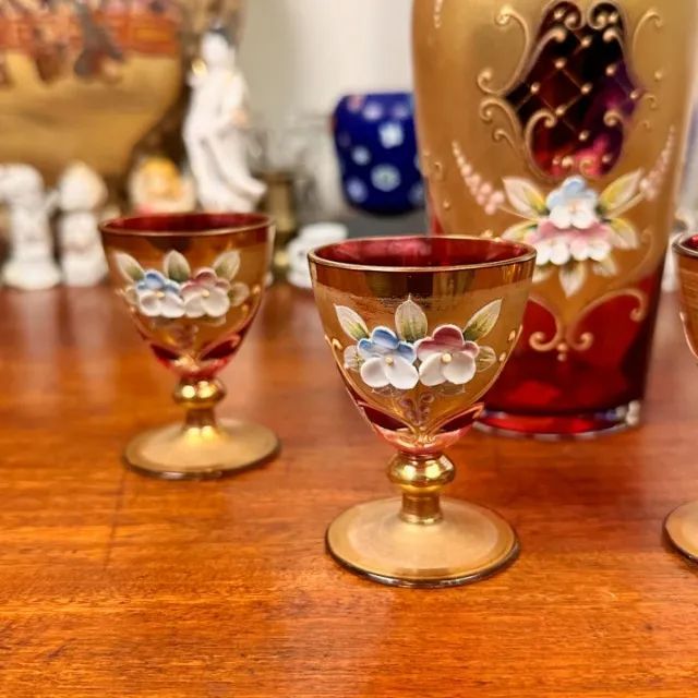 Licoreira e 4 taças em cristal veneziano Bohemia tcheco. - Foto 3