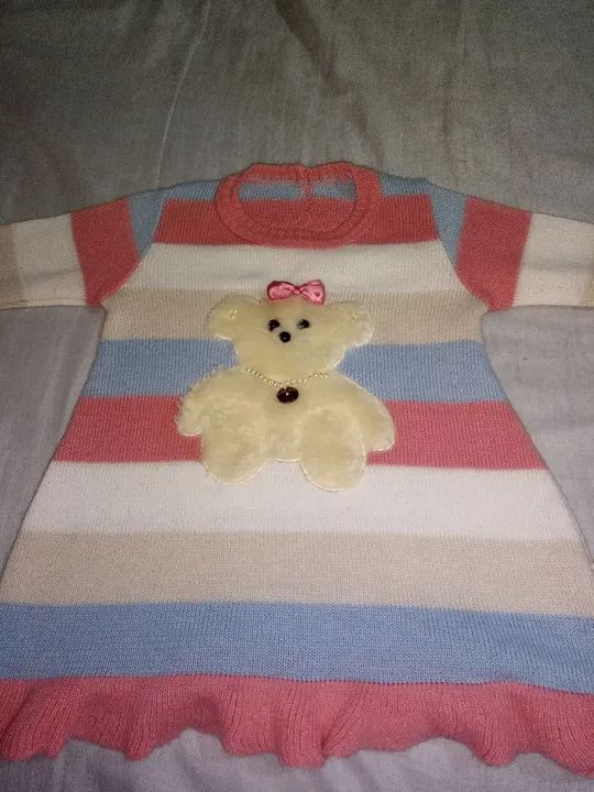 Vestido de bebê menina com ursinho - Foto 3