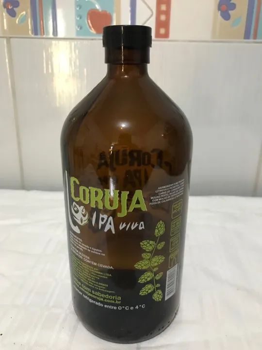 Growler de vidro cerveja coruja IPA viva 1lt - Foto 2