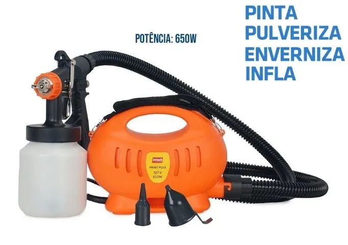 Pistola Pintura Pulverizadora Tinta Paint Plus Com Bico Metal Intech Machine