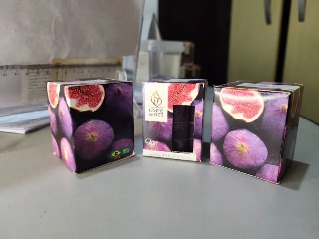 3 Velas Aromáticas Aroma Figo  Perfumada Na Caixa Decoração