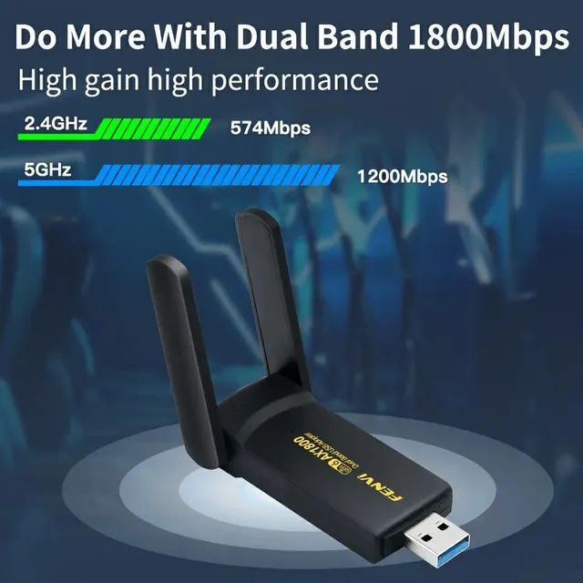 ADAPTADOR WIFI 6 DUAL BAND 2G E 5Ghz, USB 3.0 PARA PC E NOTEBOOK  - Foto 2