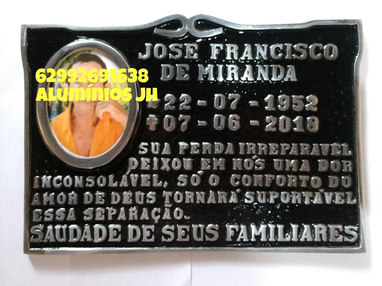 Placa de Alumínio para Homenagem