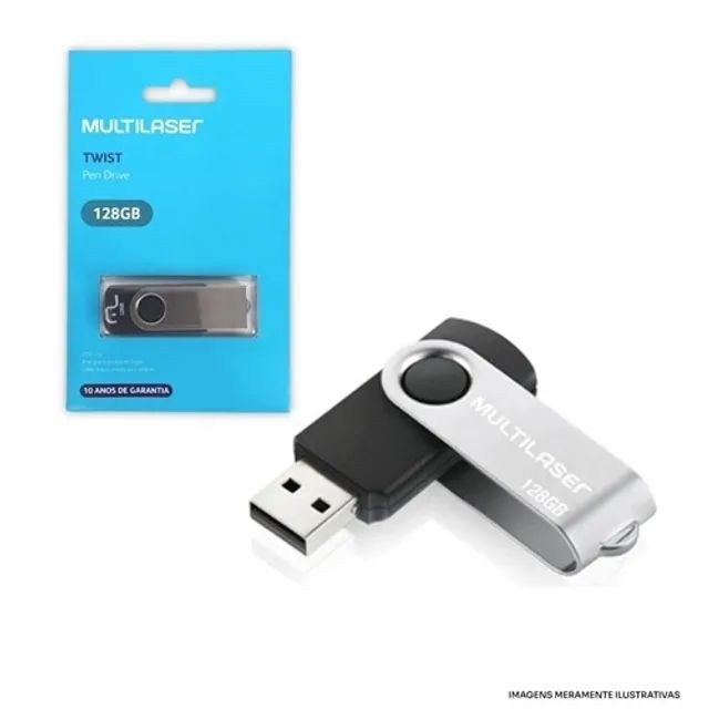 Pendrive Multilaser Twist PD591 128GB 2.0 preto e prateado - Foto 3