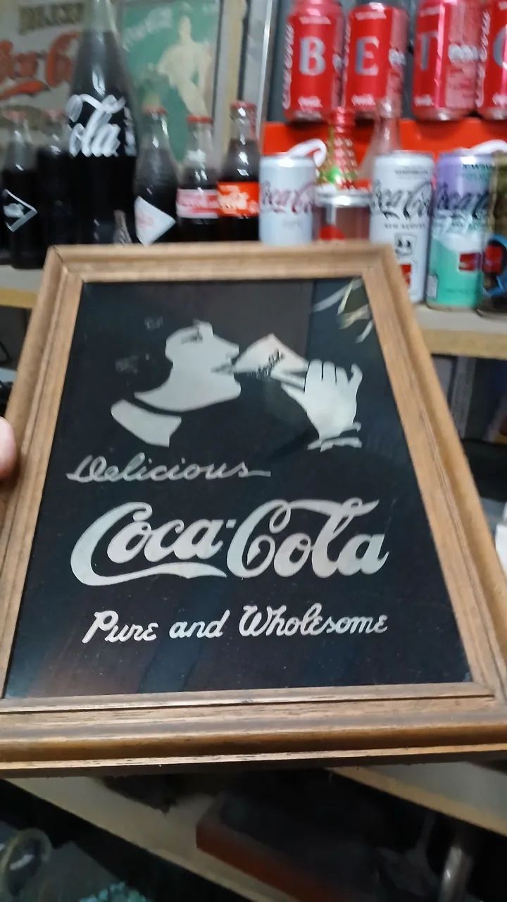 Coca Cola Quadro Espelhado Antigo - Antiguidades - Anita Garibaldi