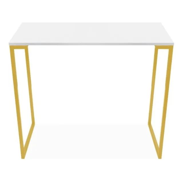 Mesa Escritório Office Estilo Industrial  Dourado Branco
