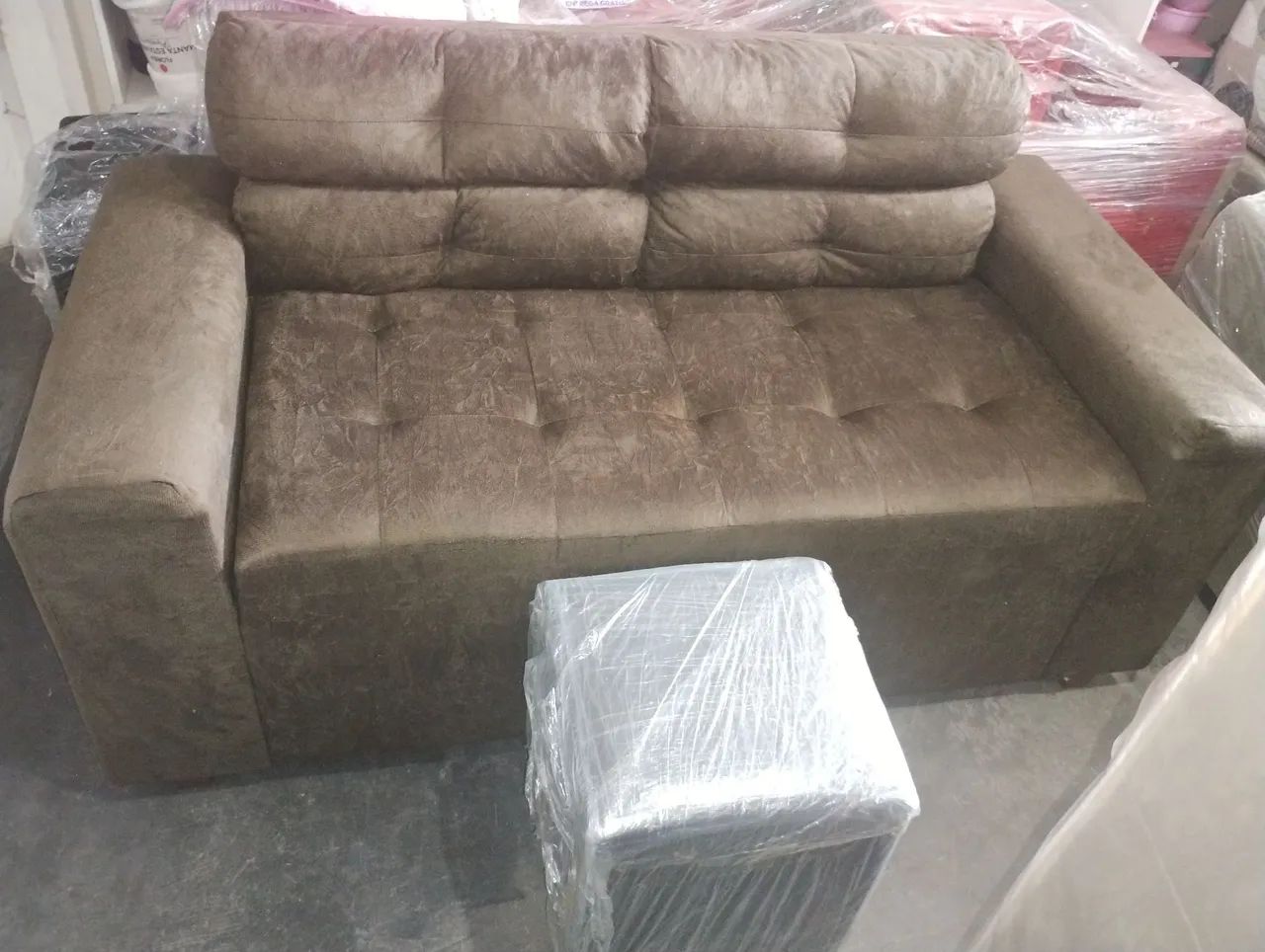 SOFÁ 2 LUGARES MARROM SUEDE NOVOS - ENTREGA GRÁTIS 