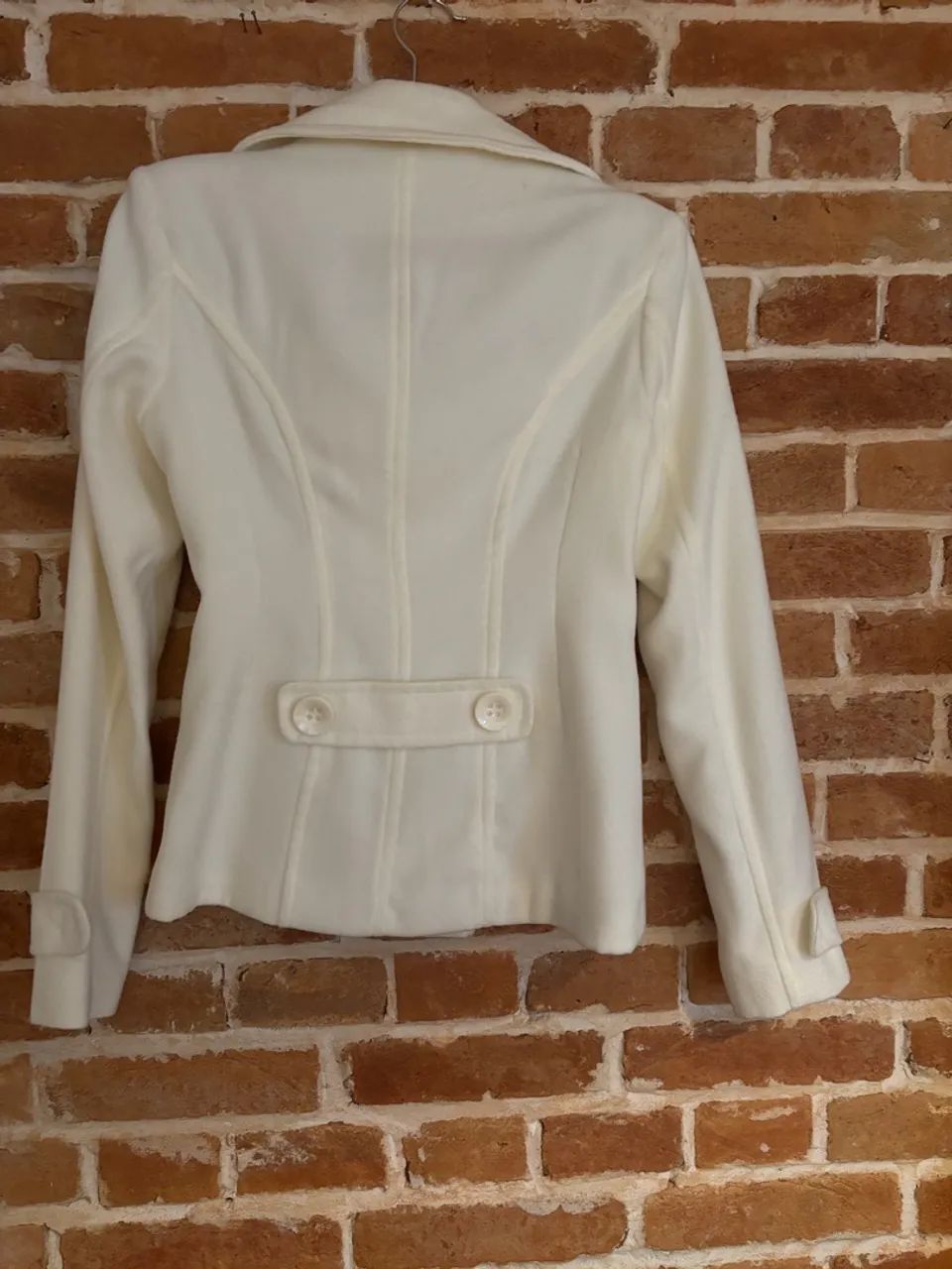 Casaco de lã branco feminino  - Foto 4